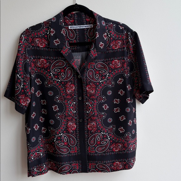 ALEXANDER WANG SILK PAISLEY CAMP BUTTON UP - Picture 1 of 9